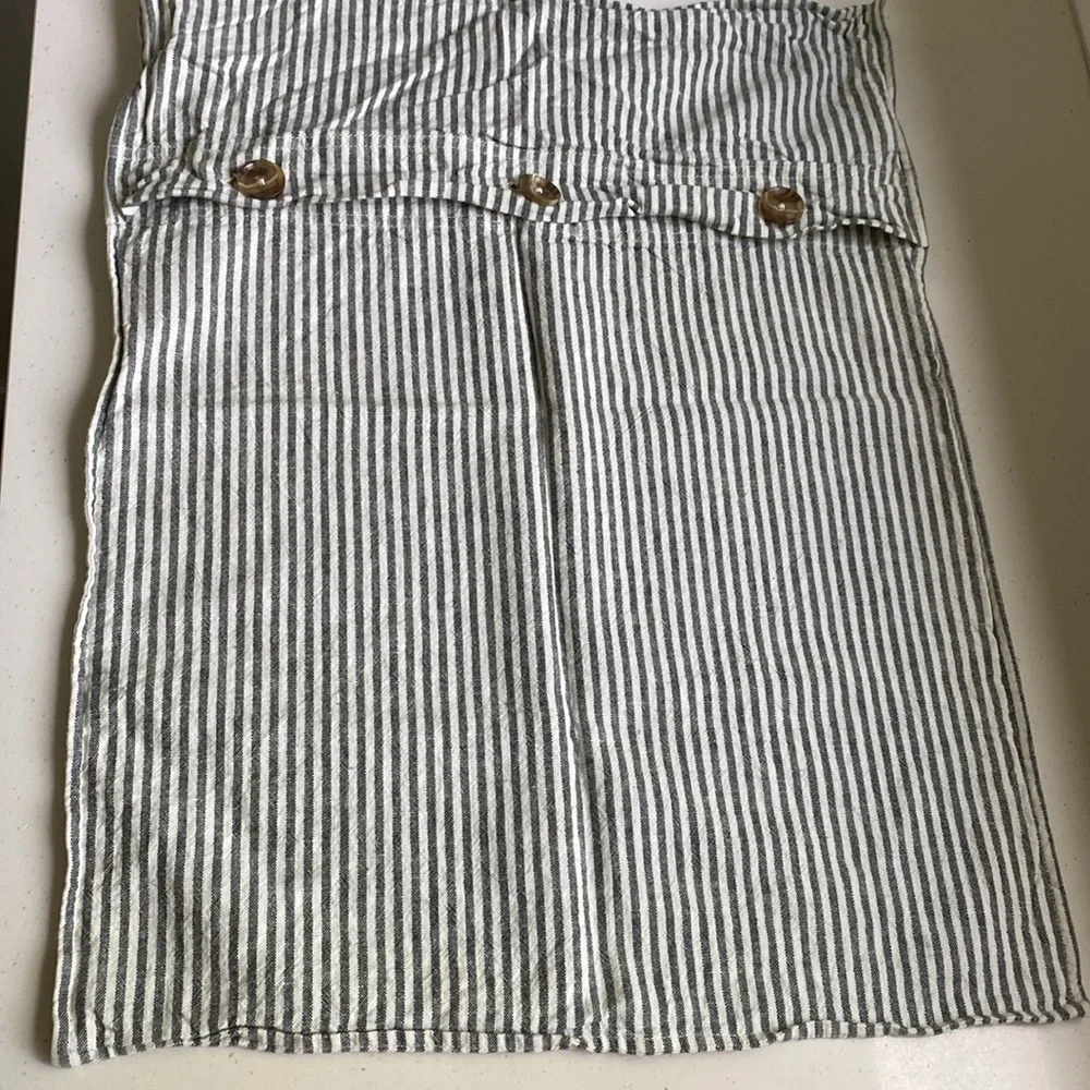Pottery Barn Wheaton Charcoal Gray Striped Full/Queen Linen Sham Set of 2
